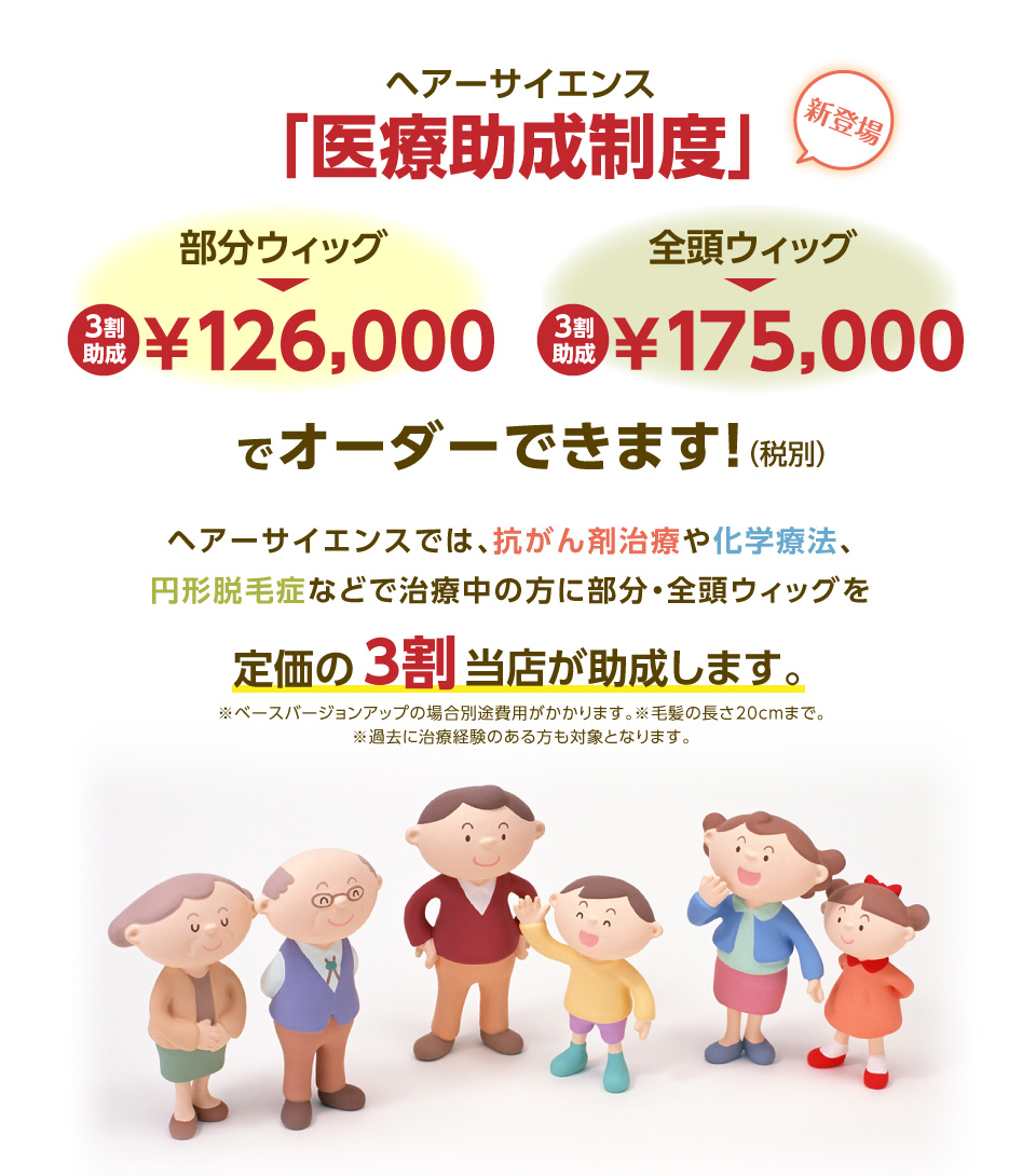 「医療費助成制度」￥126,000〜175,000でオーダーできます！（税別）